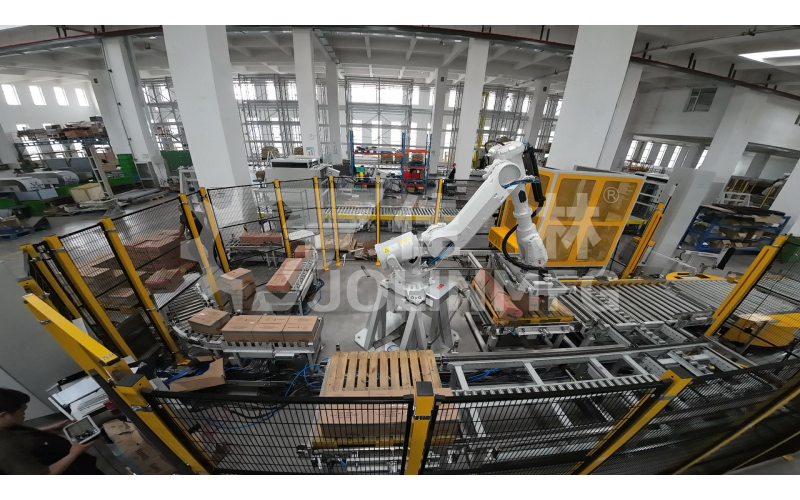 瓦楞紙箱產品用自動碼垛裹膜包裝模塊